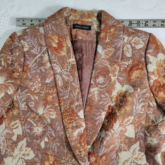 Valerie Stevens women's fall blazer textured autumn leaves one button Size 12 - Picture 6 of 12